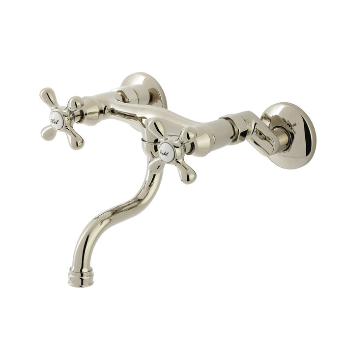Kingston Heirloom KS2116AX - Kingston Double-Handle 2-Hole Wall Mount Bathroom Faucet, Polished Nickel