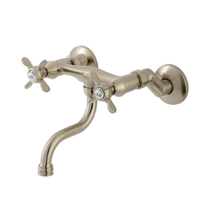 Kingston Heirloom KS2118BEX - Essex Double-Handle 2-Hole Wall Mount Bathroom Faucet, Brushed Nickel