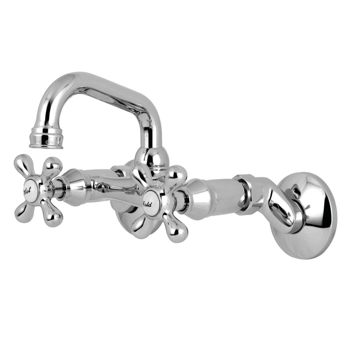 Kingston Heirloom KS212C - Kingston Two-Handle 2-Hole Wall Mount Bar Faucet, Polished Chrome