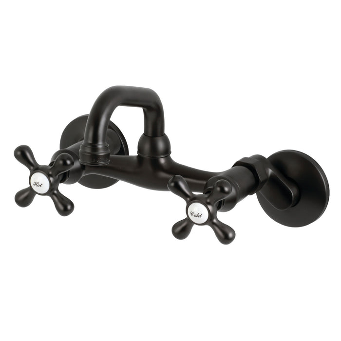 Kingston Heirloom KS212MB - Kingston Two-Handle 2-Hole Wall Mount Bar Faucet, Matte Black