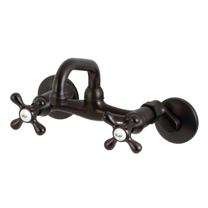 Kingston Heirloom KS212ORB - Kingston Two-Handle 2-Hole Wall Mount Bar Faucet, Oil Rubbed Bronze