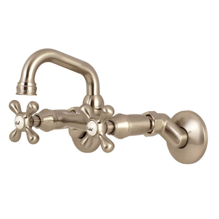 Kingston Heirloom KS212SN - Kingston Two-Handle 2-Hole Wall Mount Bar Faucet, Brushed Nickel