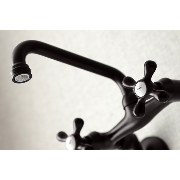 Kingston Heirloom KS213ORB - Kingston Two-Handle 2-Hole Wall Mount Bridge Kitchen Faucet, Oil Rubbed Bronze