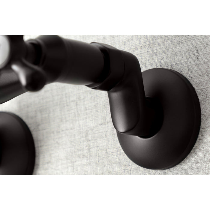 Kingston Heirloom KS214ORB - Kingston Two-Handle 2-Hole Wall Mount Bridge Kitchen Faucet, Oil Rubbed Bronze