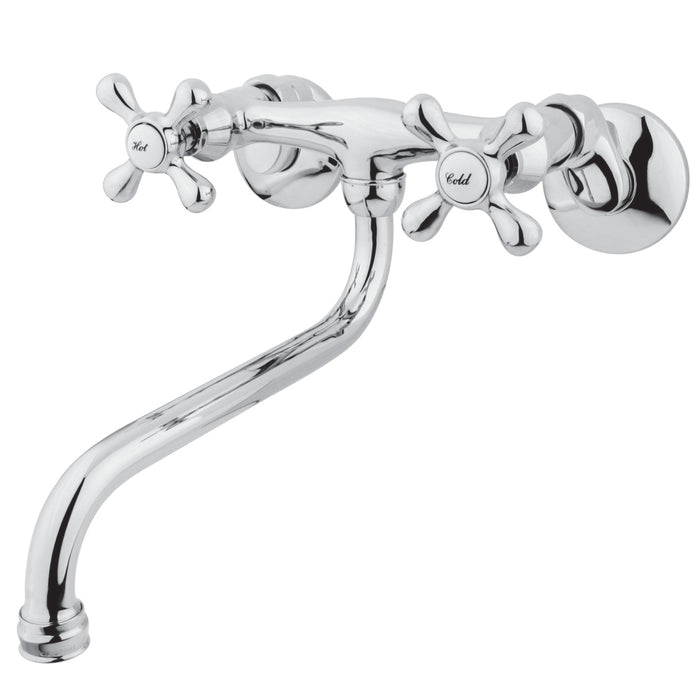 Kingston Heirloom KS215C - Kingston Double-Handle 2-Hole Wall Mount Bathroom Faucet, Polished Chrome