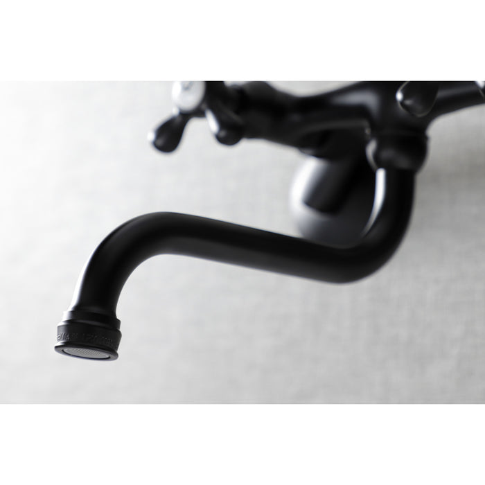 Kingston Heirloom KS215MB - Kingston Double-Handle 2-Hole Wall Mount Bathroom Faucet, Matte Black