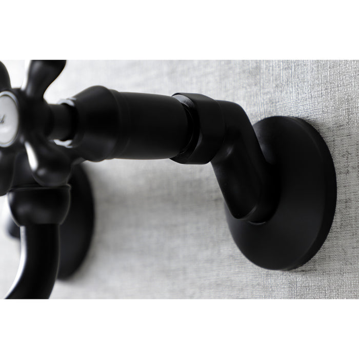 Kingston Heirloom KS215MB - Kingston Double-Handle 2-Hole Wall Mount Bathroom Faucet, Matte Black