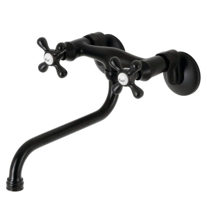 Kingston Heirloom KS215MB - Kingston Double-Handle 2-Hole Wall Mount Bathroom Faucet, Matte Black