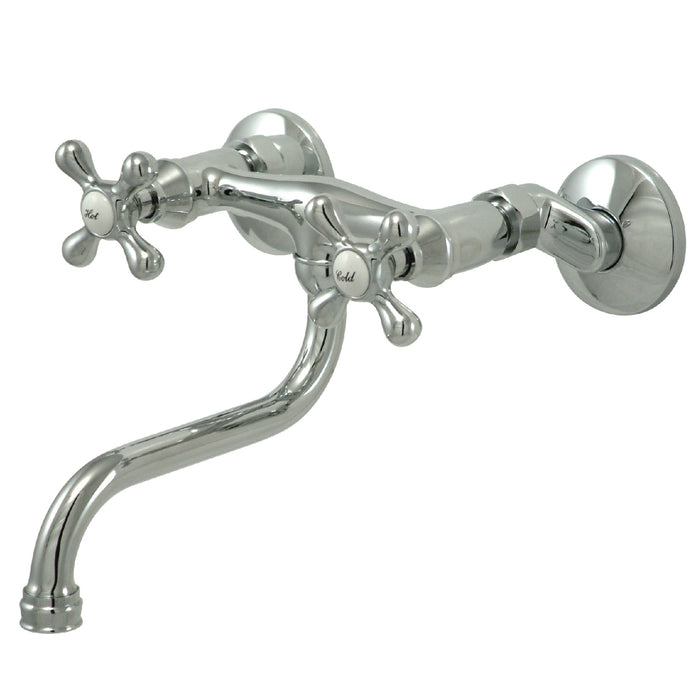 Kingston Heirloom KS216C - Kingston Double-Handle 2-Hole Wall Mount Bathroom Faucet, Polished Chrome