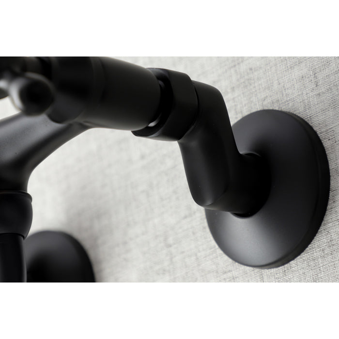 Kingston Heirloom KS216MB - Kingston Double-Handle 2-Hole Wall Mount Bathroom Faucet, Matte Black
