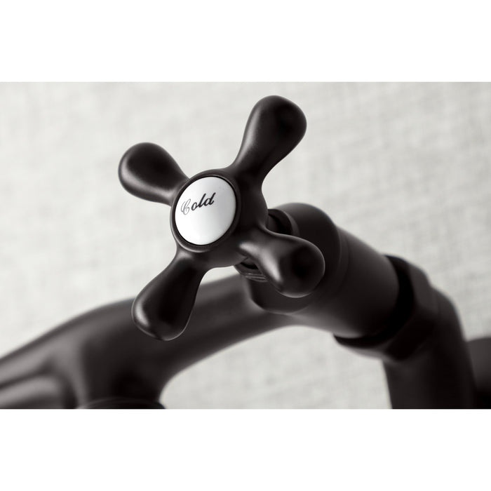 Kingston Heirloom KS216ORB - Kingston Double-Handle 2-Hole Wall Mount Bathroom Faucet, Oil Rubbed Bronze