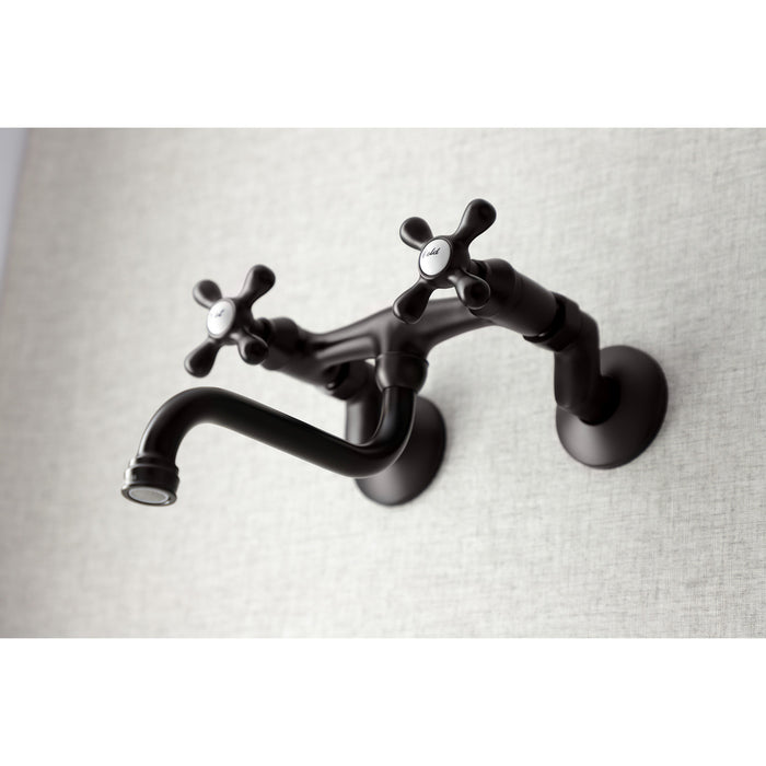 Kingston Heirloom KS216ORB - Kingston Double-Handle 2-Hole Wall Mount Bathroom Faucet, Oil Rubbed Bronze
