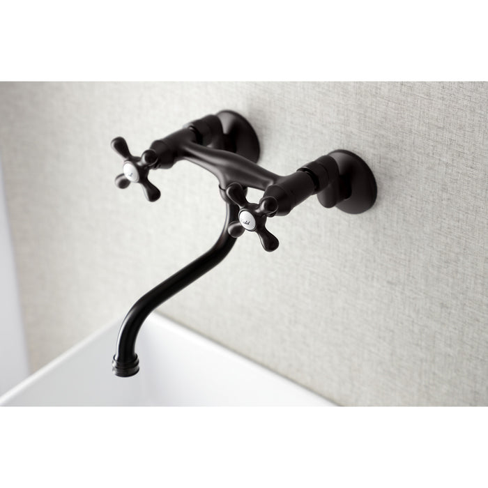 Kingston Heirloom KS216ORB - Kingston Double-Handle 2-Hole Wall Mount Bathroom Faucet, Oil Rubbed Bronze
