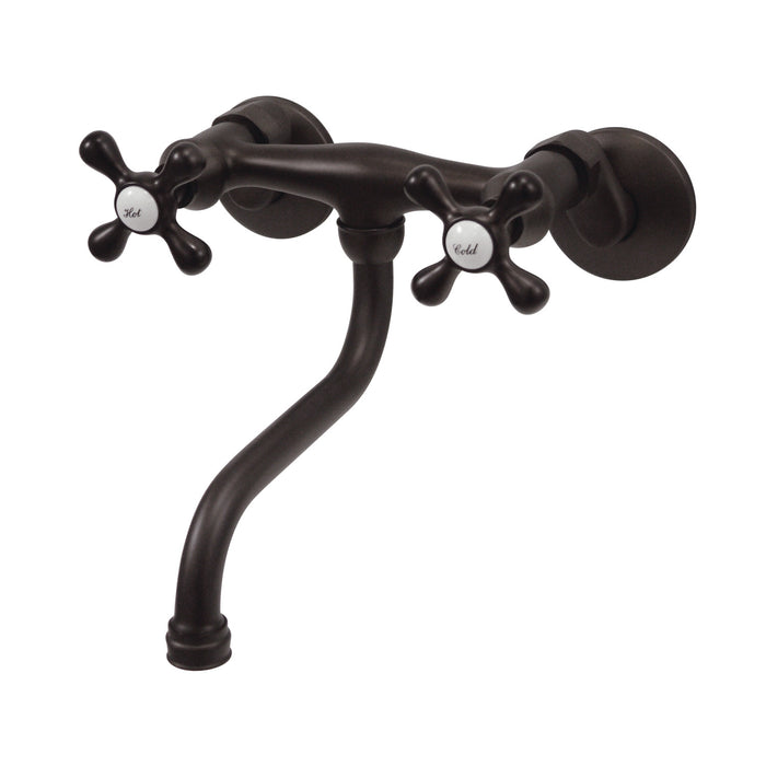 Kingston Heirloom KS216ORB - Kingston Double-Handle 2-Hole Wall Mount Bathroom Faucet, Oil Rubbed Bronze