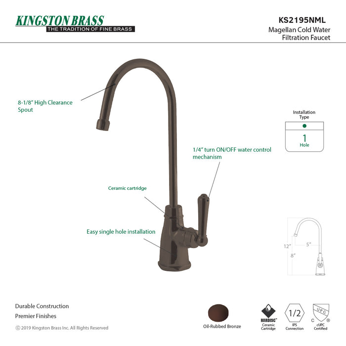 Kingston Tulare KS2195NML - Magellan Single-Handle 1-Hole Deck Mount Water Filtration Faucet, Oil Rubbed Bronze