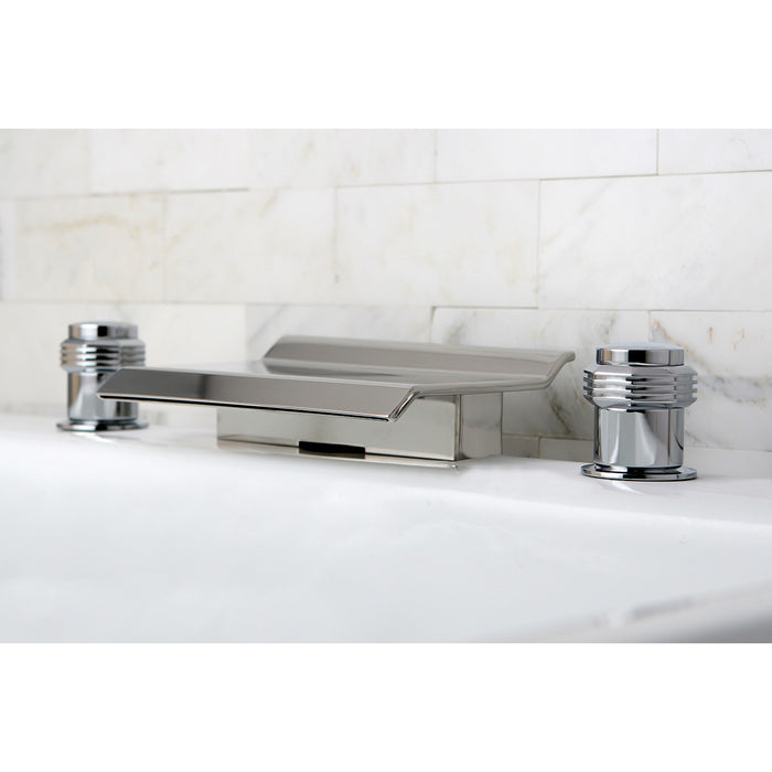 Kingston Milano KS2241MR Two-Handle 3-Hole Deck Mount Roman Tub Faucet, Polished Chrome