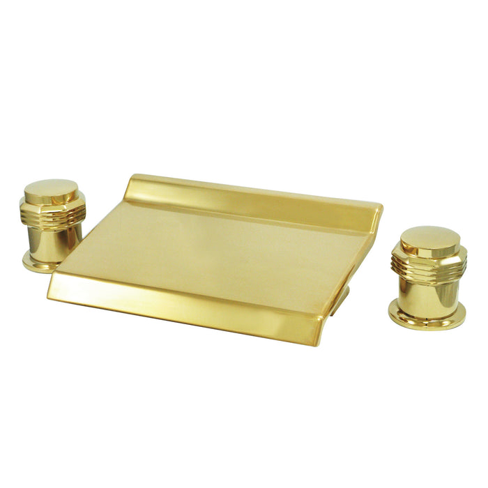 Kingston Milano KS2242MR Two-Handle 3-Hole Deck Mount Roman Tub Faucet, Polished Brass