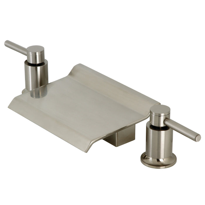 Kingston KS2248DL Two-Handle 3-Hole Deck Mount Waterfall Roman Tub Faucet, Brushed Nickel