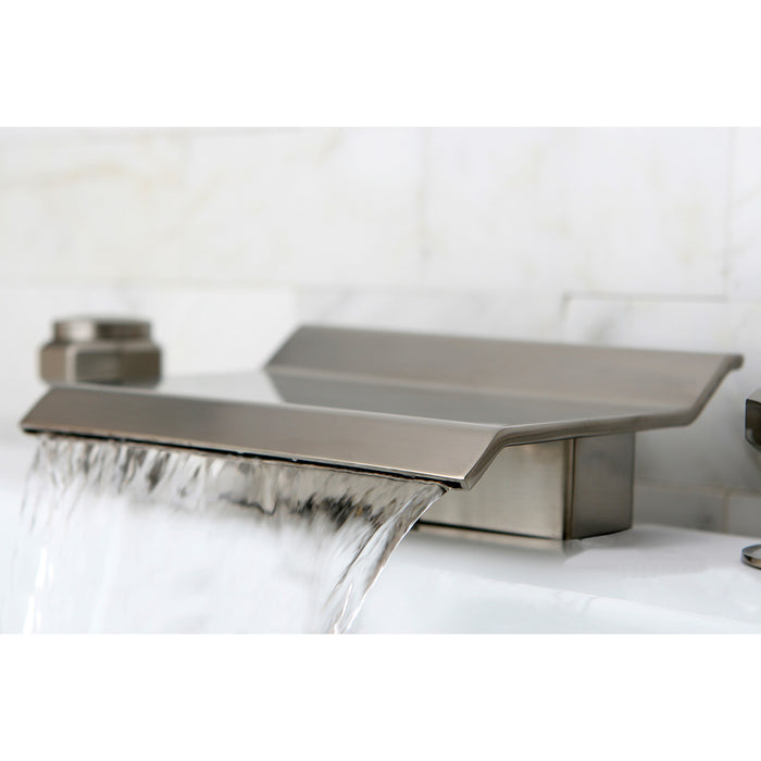 Kingston Milano KS2248MR Two-Handle 3-Hole Deck Mount Roman Tub Faucet, Brushed Nickel