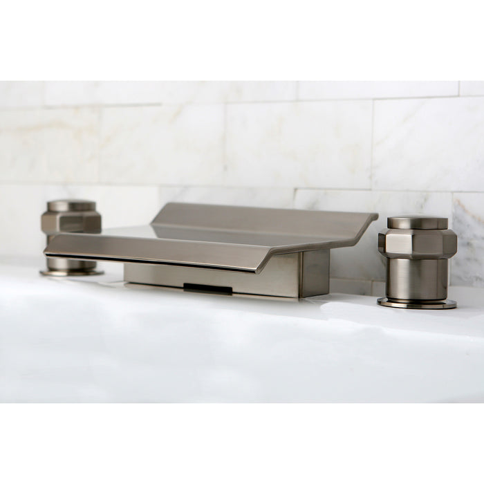 Kingston Milano KS2248MR Two-Handle 3-Hole Deck Mount Roman Tub Faucet, Brushed Nickel