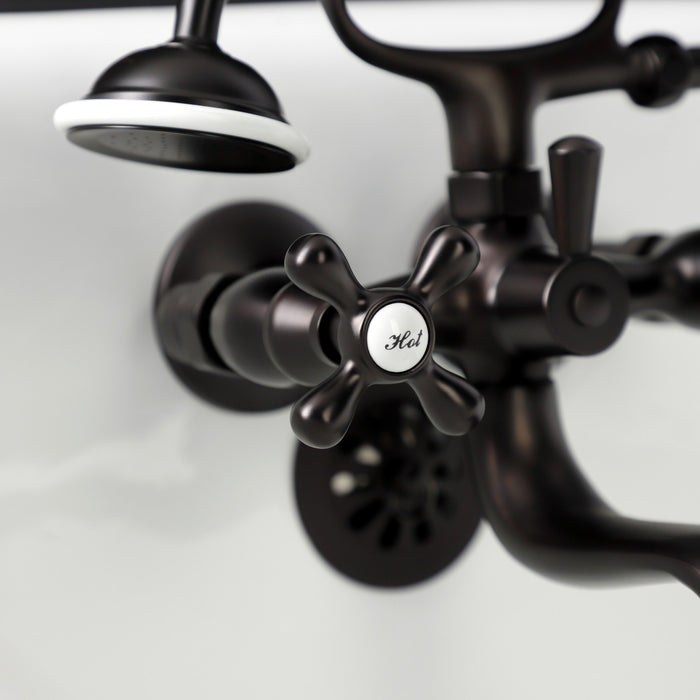 Kingston Heirloom KS225ORB - Kingston Three-Handle 2-Hole Tub Wall Mount Clawfoot Tub Faucet with Handshower, Oil Rubbed Bronze