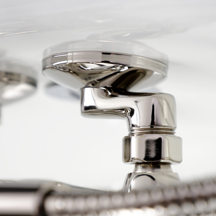 Kingston Heirloom KS225PN - Kingston Three-Handle 2-Hole Tub Wall Mount Clawfoot Tub Faucet with Handshower, Polished Nickel