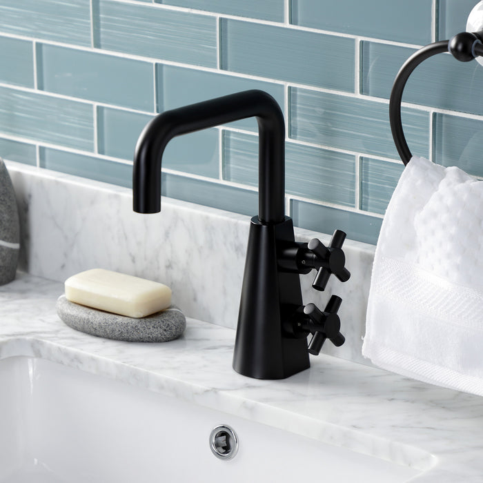 Kingston Sona KS2260DX - Constantine Two-Handle 1-Hole Bathroom Faucet with Push Pop-Up Drain, Matte Black