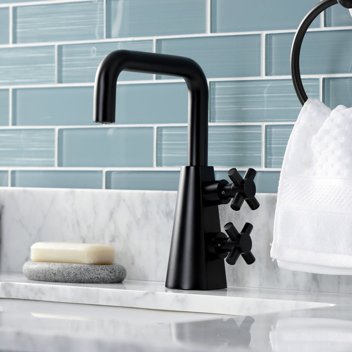Kingston Sona KS2260DX - Constantine Two-Handle 1-Hole Bathroom Faucet with Push Pop-Up Drain, Matte Black