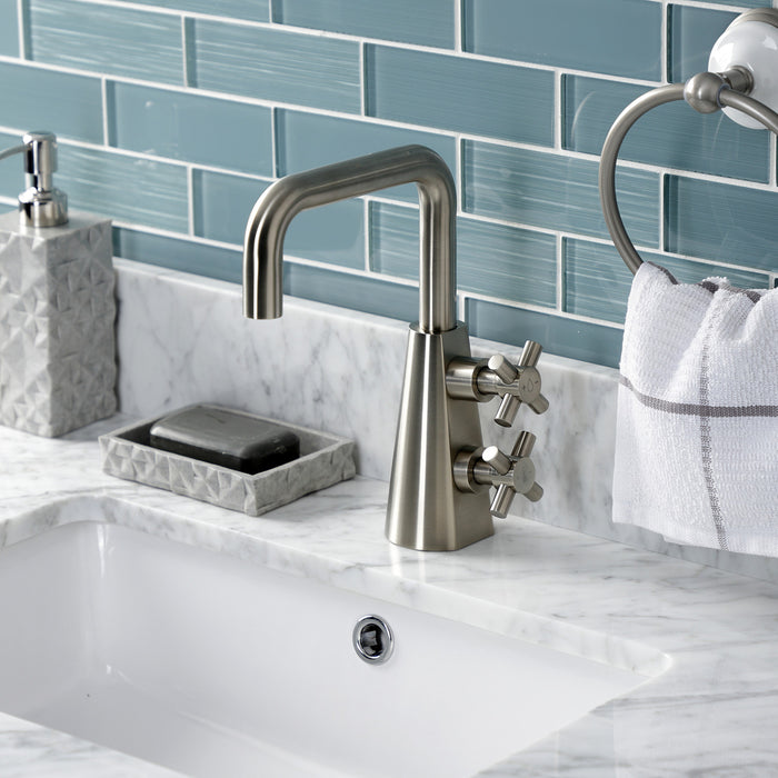 Kingston Sona KS2268DX - Constantine Two-Handle 1-Hole Bathroom Faucet with Push Pop-Up Drain, Brushed Nickel