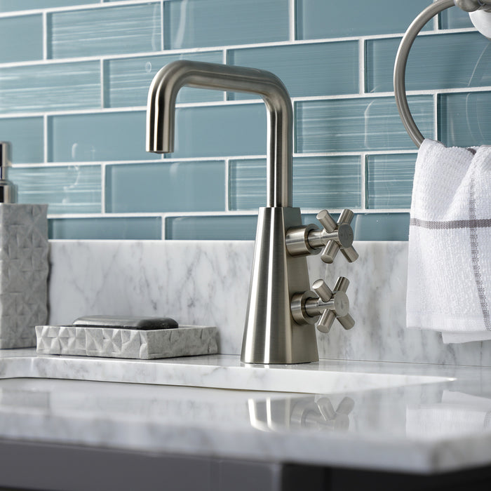 Kingston Sona KS2268DX - Constantine Two-Handle 1-Hole Bathroom Faucet with Push Pop-Up Drain, Brushed Nickel