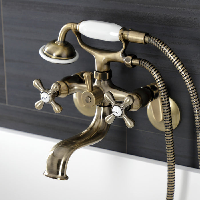 Kingston Heirloom KS226AB - Kingston Two-Handle Clawfoot Tub Faucet with Hand Shower, Antique Brass