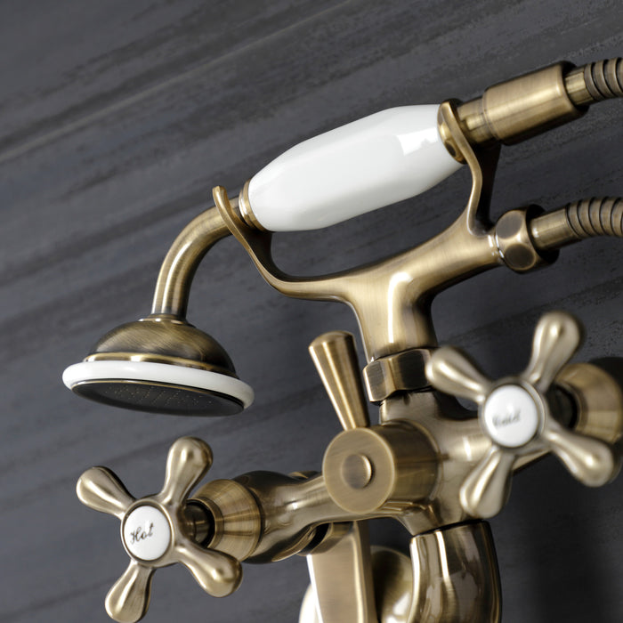Kingston Heirloom KS226AB - Kingston Two-Handle Clawfoot Tub Faucet with Hand Shower, Antique Brass