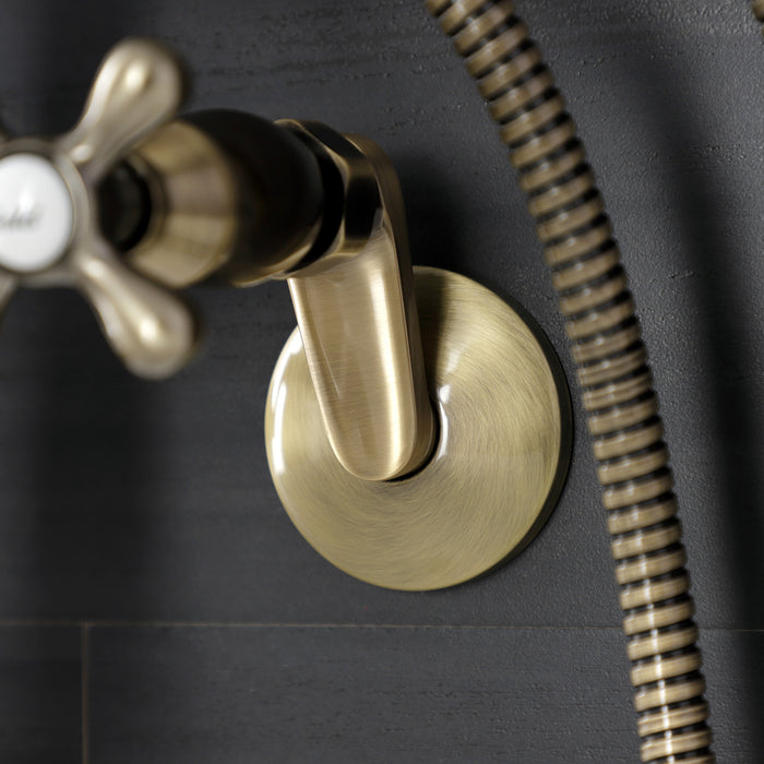 Kingston Heirloom KS226AB - Kingston Two-Handle Clawfoot Tub Faucet with Hand Shower, Antique Brass