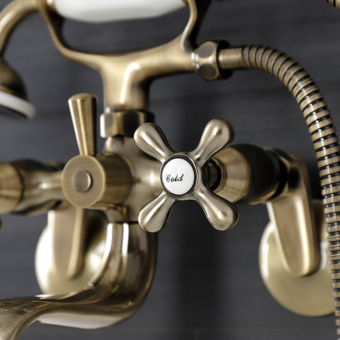 Kingston Heirloom KS226AB - Kingston Two-Handle Clawfoot Tub Faucet with Hand Shower, Antique Brass