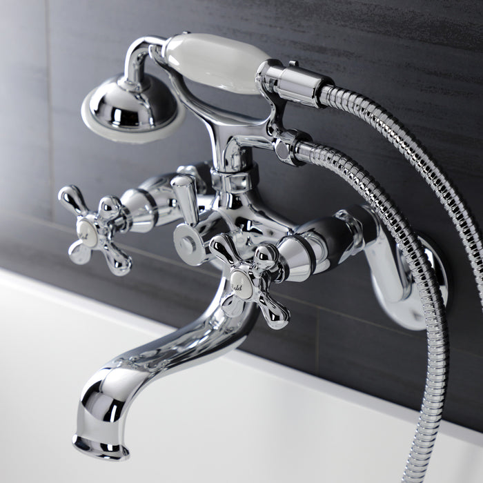 Kingston Heirloom KS226C - Kingston Two-Handle Clawfoot Tub Faucet with Hand Shower, Polished Chrome