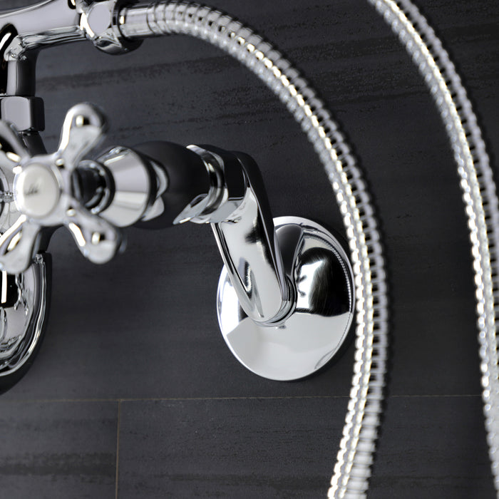 Kingston Heirloom KS226C - Kingston Two-Handle Clawfoot Tub Faucet with Hand Shower, Polished Chrome