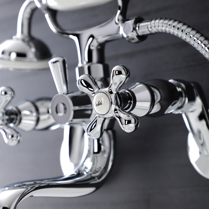 Kingston Heirloom KS226C - Kingston Two-Handle Clawfoot Tub Faucet with Hand Shower, Polished Chrome
