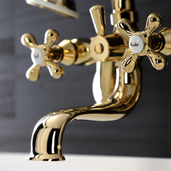 Kingston Heirloom KS226PB - Kingston Two-Handle Clawfoot Tub Faucet with Hand Shower, Polished Brass