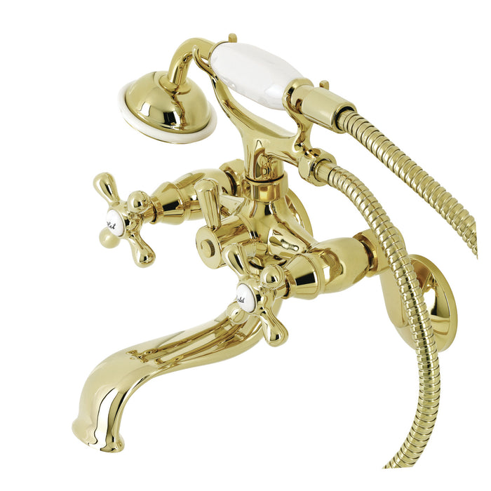 Kingston Heirloom KS226PB - Kingston Two-Handle Clawfoot Tub Faucet with Hand Shower, Polished Brass