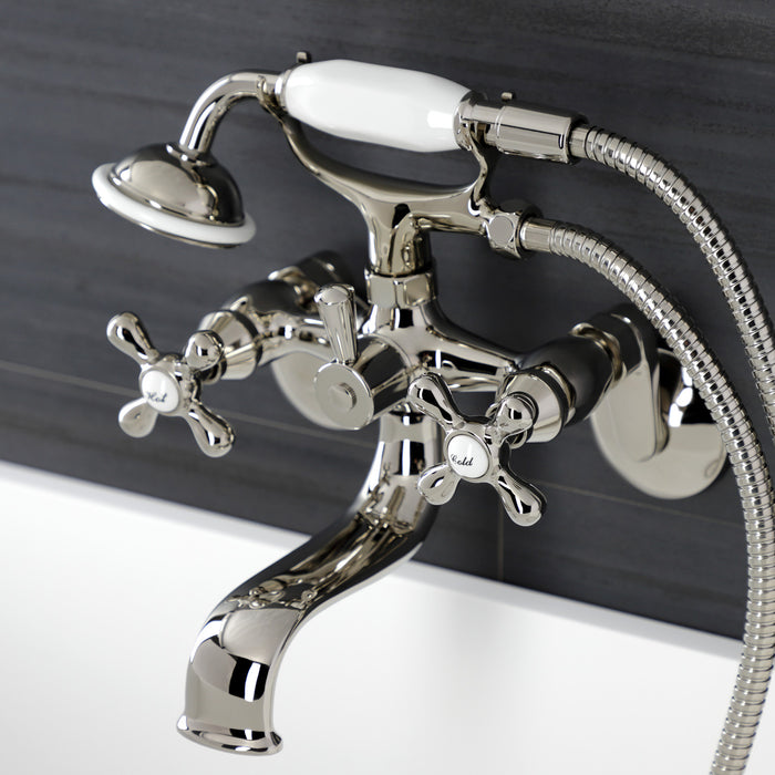 Kingston Heirloom KS226PN - Kingston Two-Handle Clawfoot Tub Faucet with Hand Shower, Polished Nickel