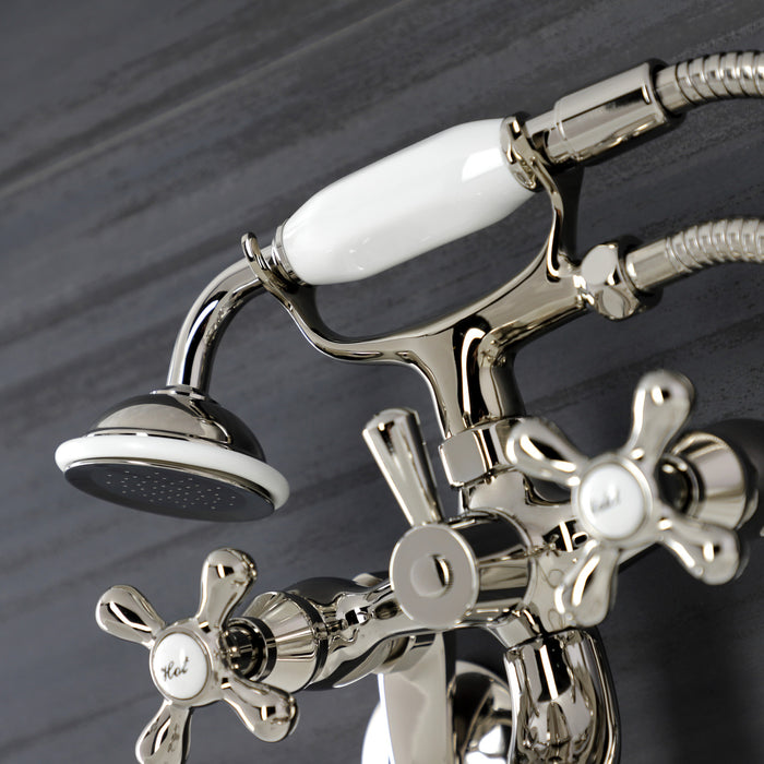 Kingston Heirloom KS226PN - Kingston Two-Handle Clawfoot Tub Faucet with Hand Shower, Polished Nickel