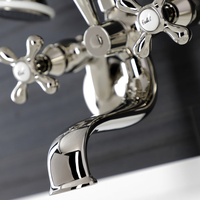 Kingston Heirloom KS226PN - Kingston Two-Handle Clawfoot Tub Faucet with Hand Shower, Polished Nickel