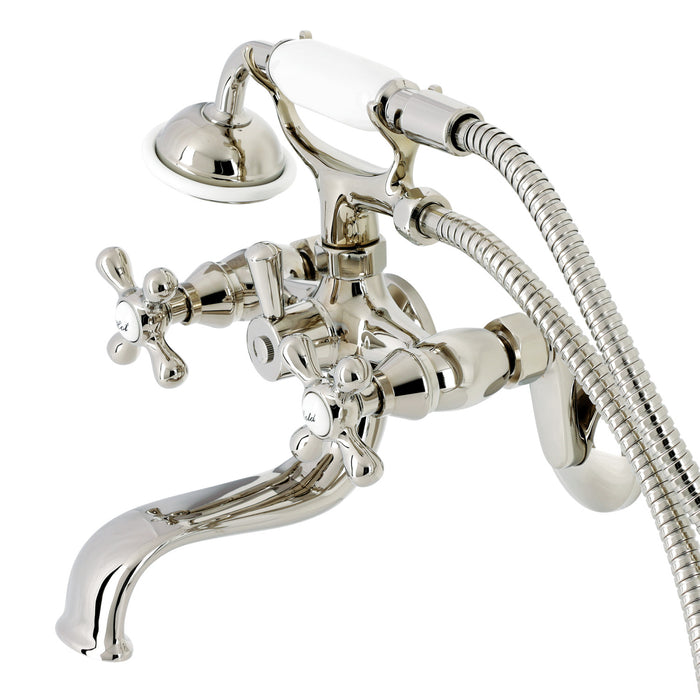 Kingston Heirloom KS226PN - Kingston Two-Handle Clawfoot Tub Faucet with Hand Shower, Polished Nickel