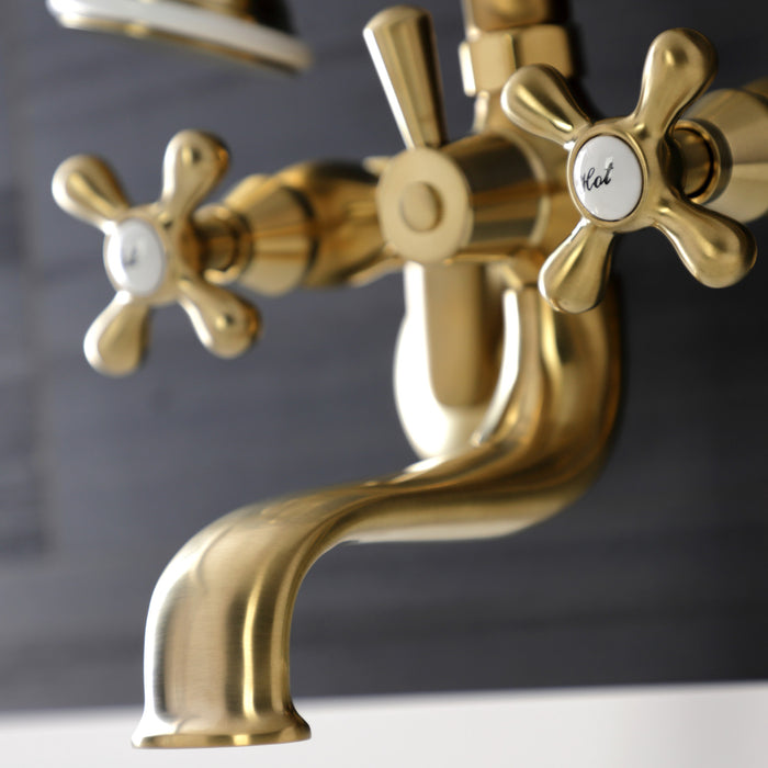 Kingston Heirloom KS226SB - Kingston Two-Handle Clawfoot Tub Faucet with Hand Shower, Brushed Brass