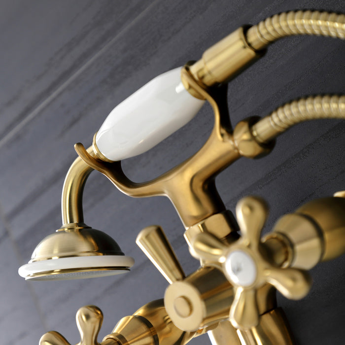 Kingston Heirloom KS226SB - Kingston Two-Handle Clawfoot Tub Faucet with Hand Shower, Brushed Brass