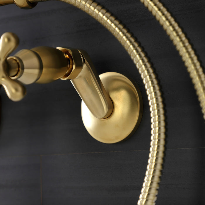 Kingston Heirloom KS226SB - Kingston Two-Handle Clawfoot Tub Faucet with Hand Shower, Brushed Brass