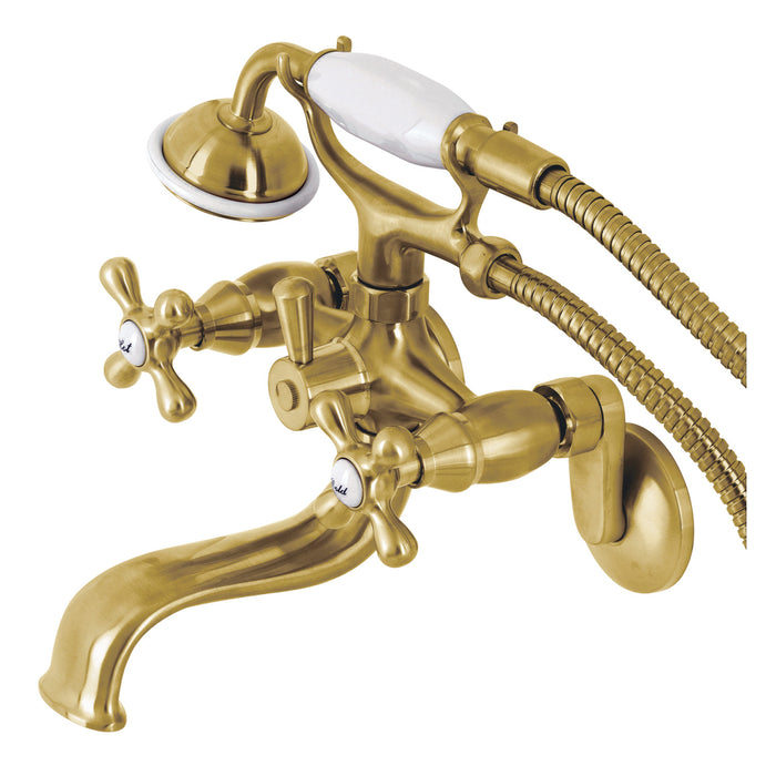 Kingston Heirloom KS226SB - Kingston Two-Handle Clawfoot Tub Faucet with Hand Shower, Brushed Brass