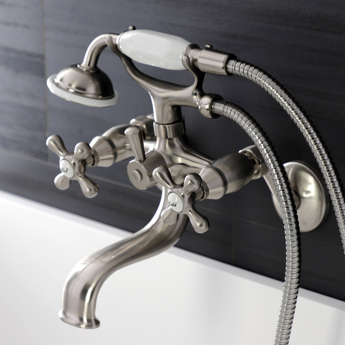 Kingston Heirloom KS226SN - Kingston Two-Handle Clawfoot Tub Faucet with Hand Shower, Brushed Nickel