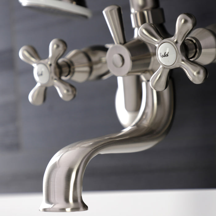 Kingston Heirloom KS226SN - Kingston Two-Handle Clawfoot Tub Faucet with Hand Shower, Brushed Nickel
