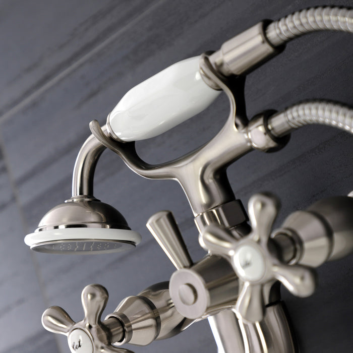 Kingston Heirloom KS226SN - Kingston Two-Handle Clawfoot Tub Faucet with Hand Shower, Brushed Nickel